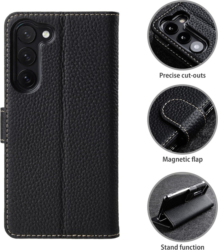 STILGUT Talis kompatibel mit Samsung Galaxy S23 Plus Hülle mit Kartenfach aus Leder, Wallet Case, Le