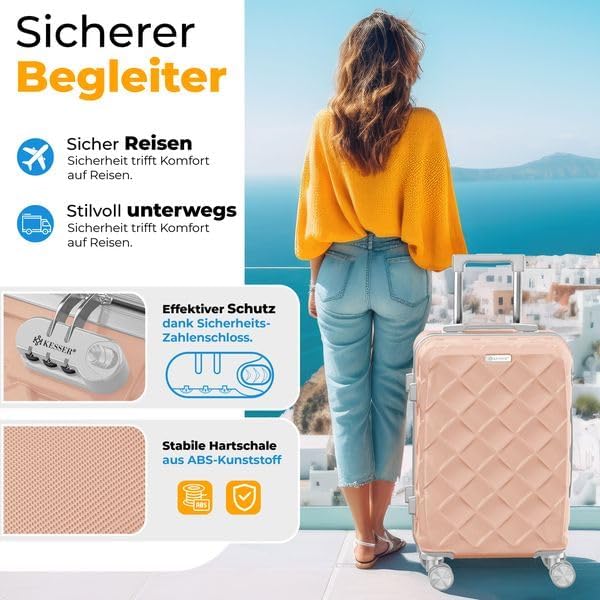 KESSER® Reisekoffer 84L Koffer ABS Hartschalenkoffer mit Zahlenschloss, Kofferwaage & Reisebrieftasc