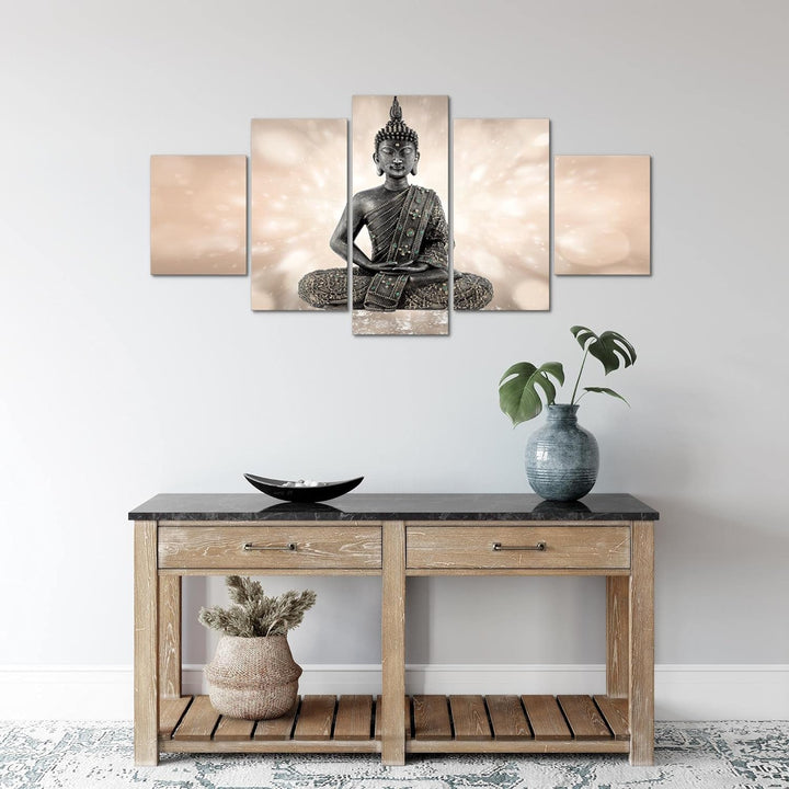 Runa Art Wandbilder Buddha Feng Shui 5 Teilig Bild auf Vlies Leinwand Deko Wohnzimmer Schlafzimmer Z
