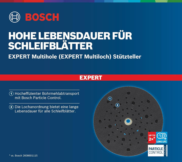 Bosch Professional 1x Expert Multihole Stützteller (für Bosch, Version hart, Ø 150 mm, Zubehör Exzen