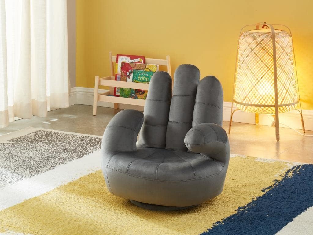 Vente-unique - Kindersessel Fingersessel drehbar - Samt - Anthrazit - Catchy