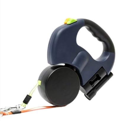 DASIAUTOEM Hunde Flexi Leine,Blau Schleppleine,2-in-1 Teleskop Katzen