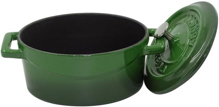 Pentole Agnelli Slowcook Ovaler Schmortopf aus Gusseisen mit 2 Griffen, grün, 12 cm 12 x 9 Cm Grün,