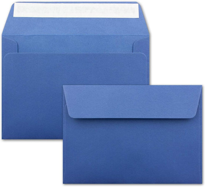 1000 gerippte Briefumschläge DIN C6 Dunkelblau - 11,4 x 16,2 cm - 100 g/m² Post-umschlag ohne Fenste