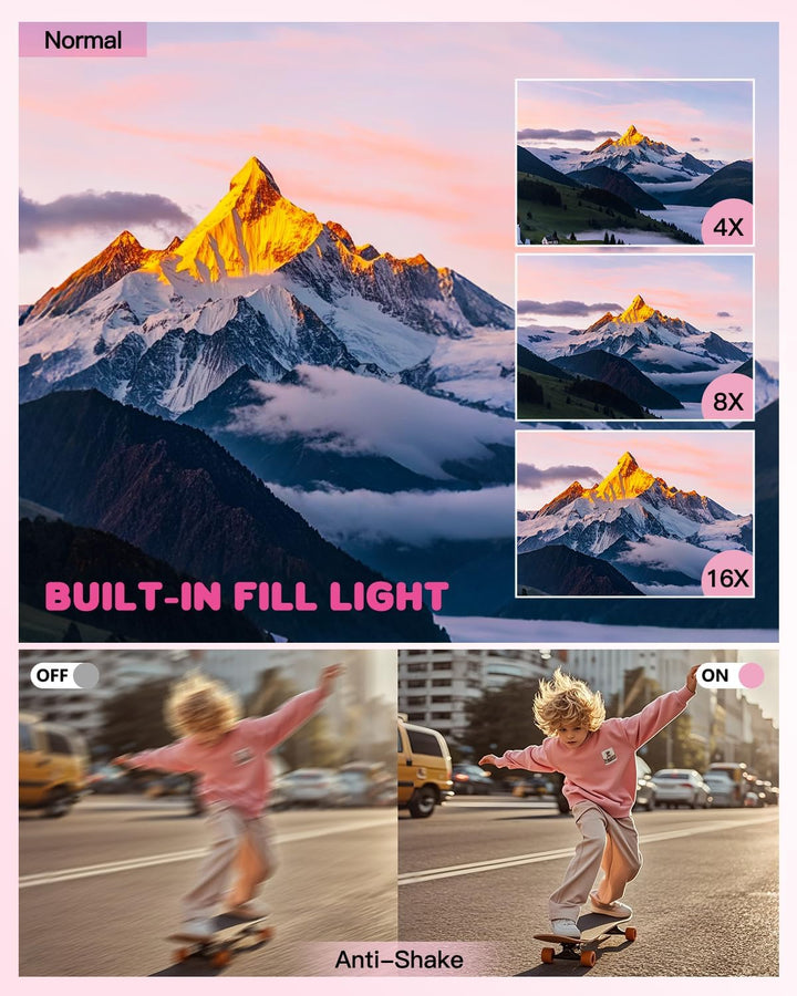 Digitalkamera 1080P 44MP Fotoapparat, mit 2,4" LCD-Bildschirm, 16-fachem Digitalzoom und Bildstabili