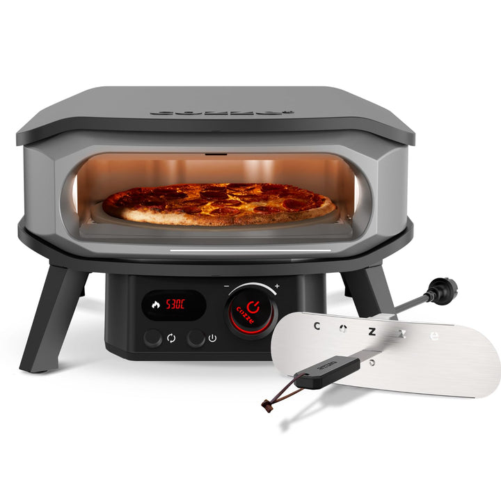 cozze® 13" PREMIUM ROTATE Pizzaofen Elektrisch mit Drehstein inkl. Regler und 2 m. Stecker – Perfekt