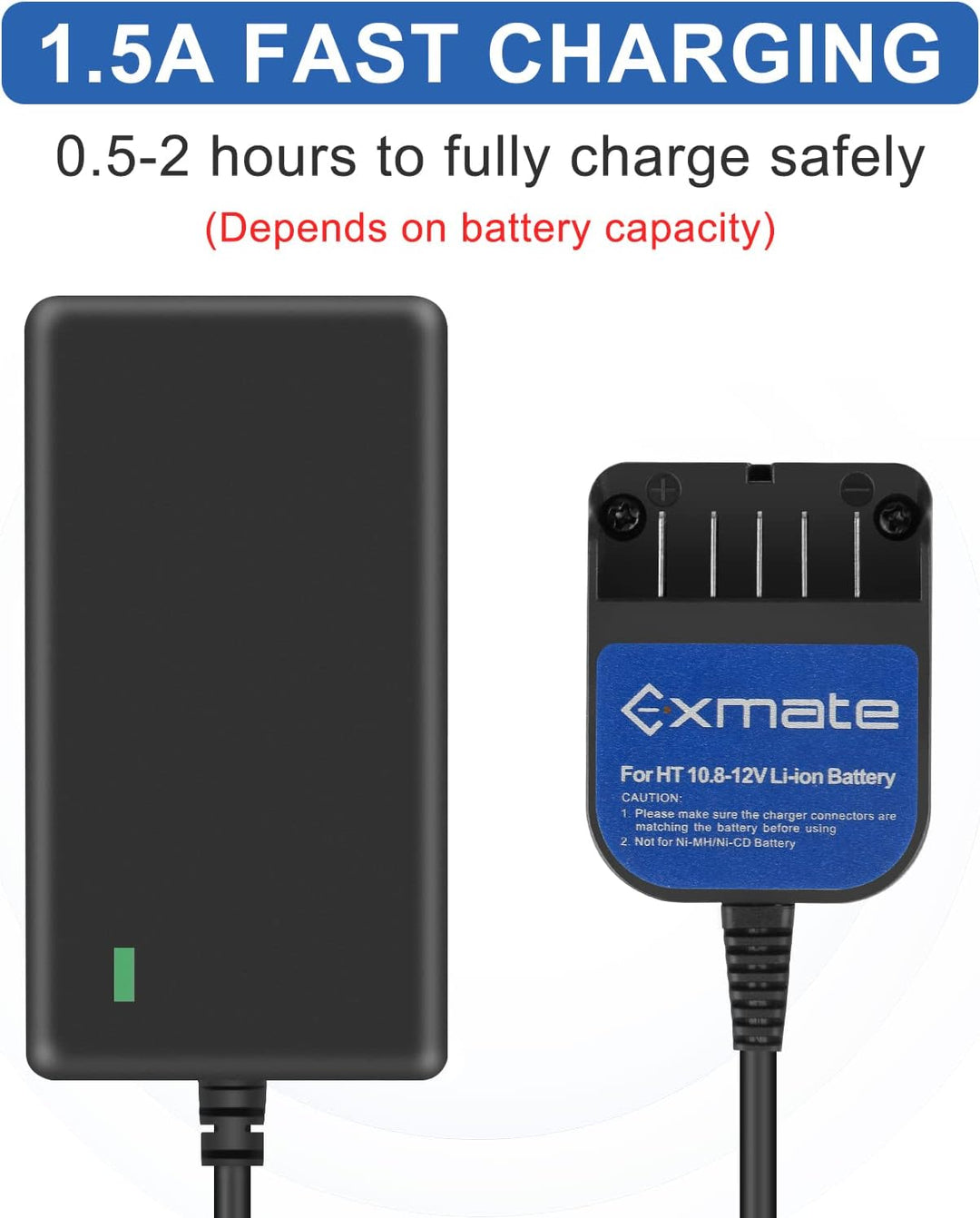 Exmate 10.8V-12V Ladegerät für HITACHI 329369 329370 329371 329389 331065 BCL1015 10.8V-12V Lithium