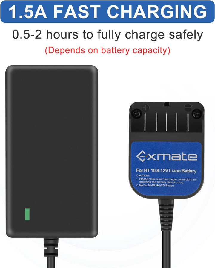 Exmate 10.8V-12V Ladegerät für HITACHI 329369 329370 329371 329389 331065 BCL1015 10.8V-12V Lithium