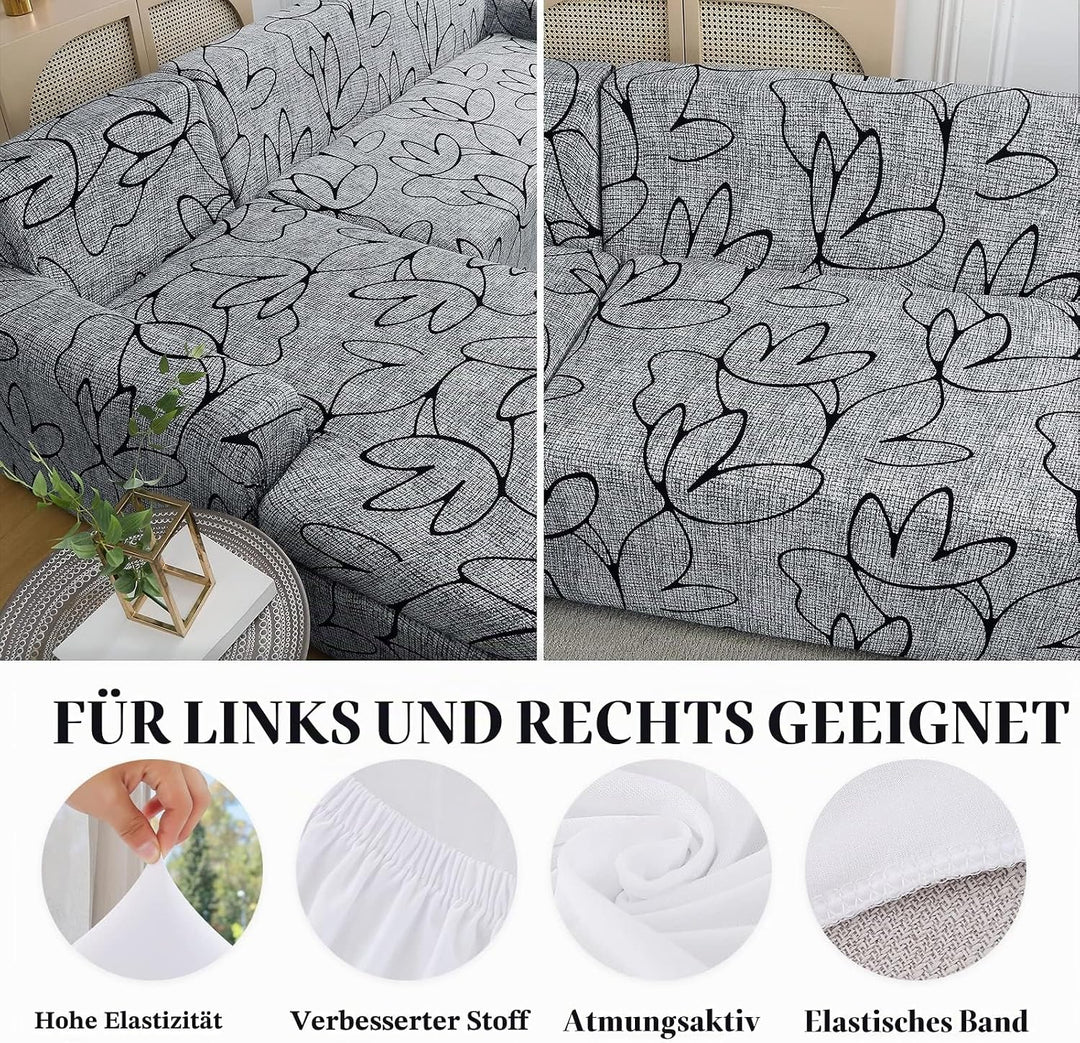 Jaotto Sofa Überwürfe Sofabezug Elastische Spandex Stretch Sofabezüge Couchbezug für L-Form Sofa Uni