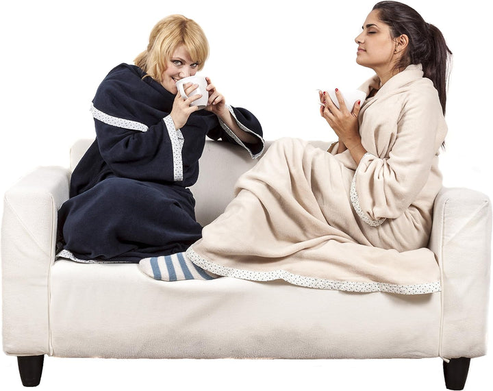 Ringelsuse Flauschigweiche Ärmeldecke/Kuscheldecke/Decke mit Armen Beige Creme Weicher Fleece 1,68 x