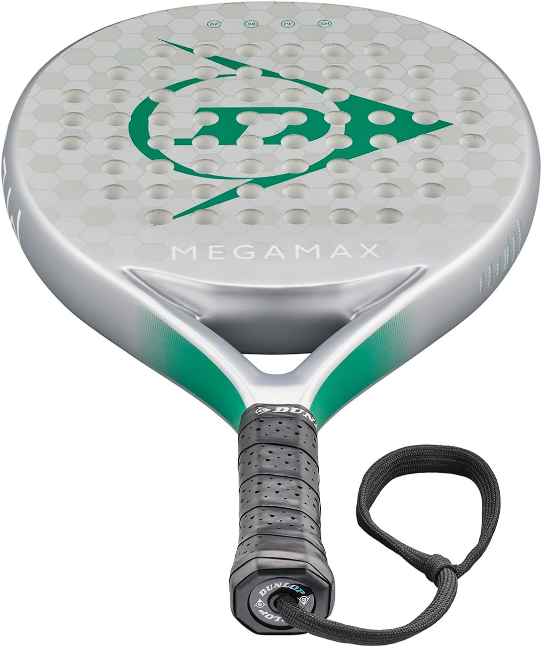 DUNLOP Padel Bat Megamax Silver – Rundform, Graphit-Rahmen, Medium-Balance, Pro-Eva-Kern – Für Anfän