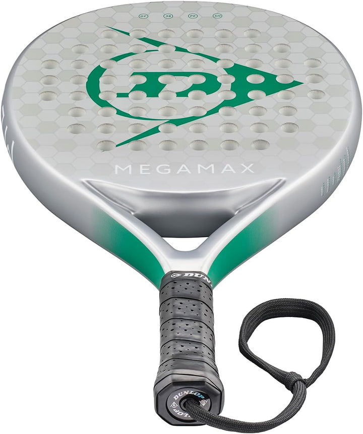 DUNLOP Padel Bat Megamax Silver – Rundform, Graphit-Rahmen, Medium-Balance, Pro-Eva-Kern – Für Anfän
