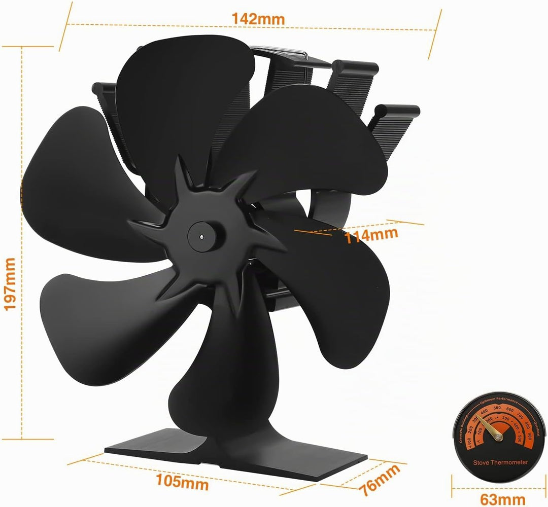 Yakimz 6 Blättern Kaminventilator Ofenventilator Ohne Strom hitzebetrieben Umweltfreundlich Friendly