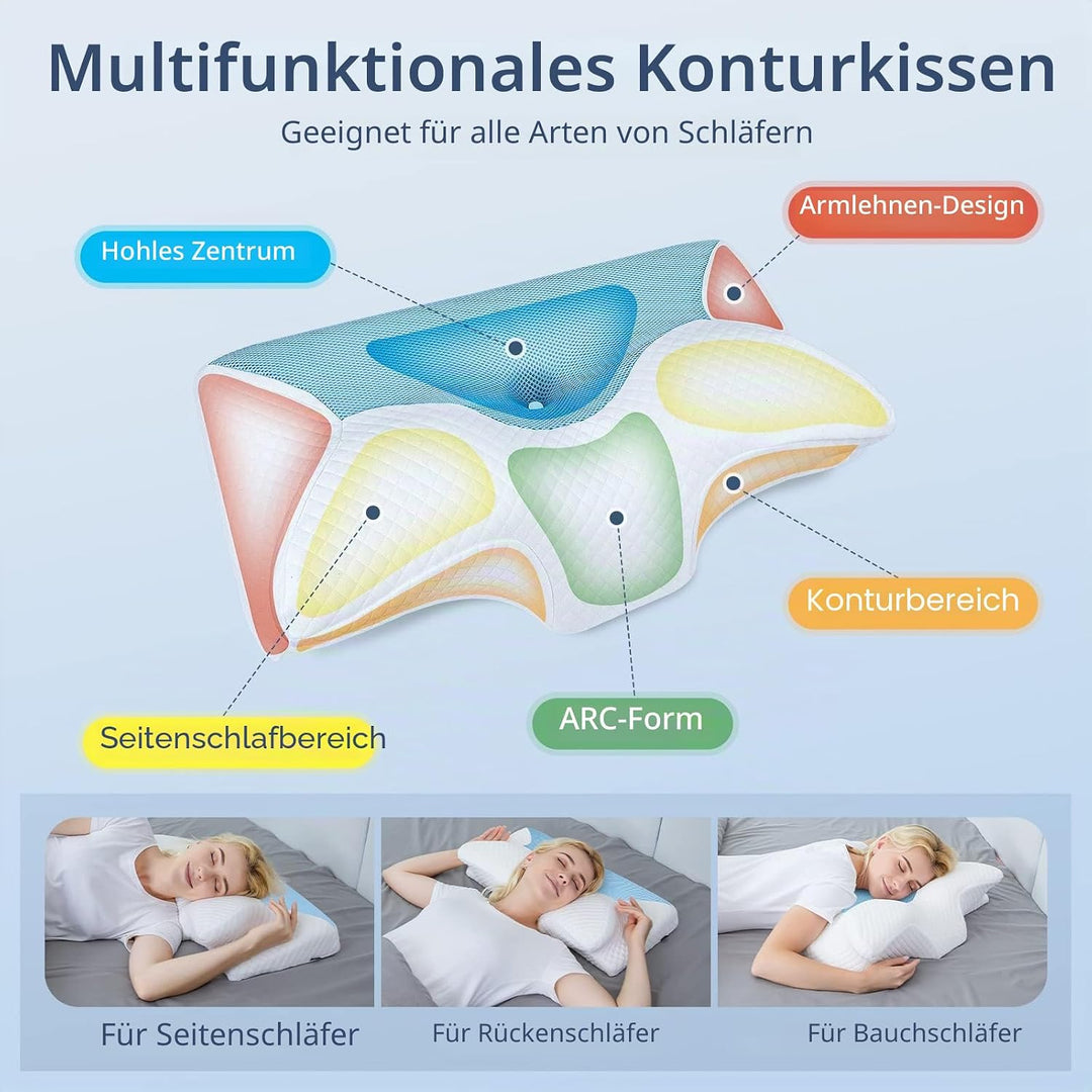HOMCA Orthopädisches Kissen Memory Foam Nackenstützkissen für HWS Ergonomisches Kopfkissen für Rücke