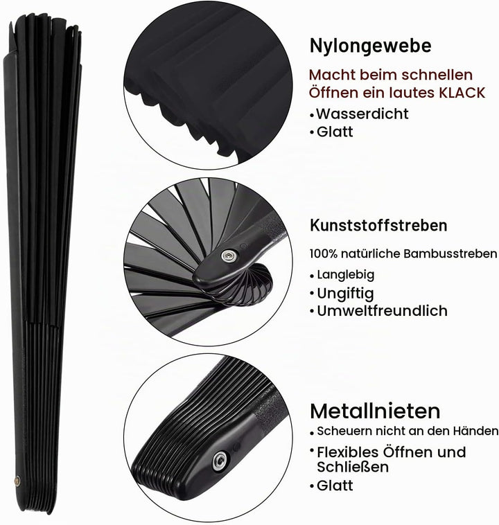 2er-Pack grosse Faltfächer, chinesische Tai-Chi-Faltfächer, chinesische Kung-Fu-Fächer, geeignet für