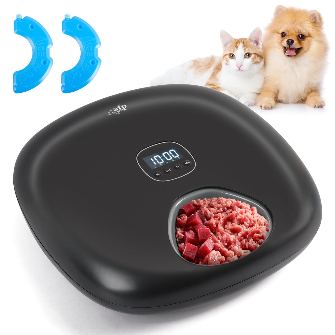 All for Paws Automatischer Katzenfutterautomat Kabellos – für Nass &Trockenfutter mit 2 Kühlakkus, F