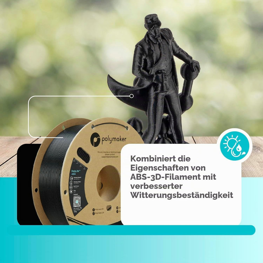 Polymaker PolyLite ASA Schwarz - 1.75mm - 1kg