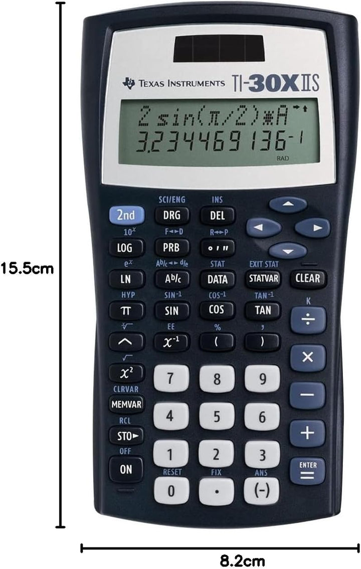 Texas Instruments TI-30 XIIS Schulrechner (zweizeilig, Solar- und Batteriebetrieb) Dunkelblau