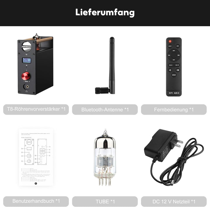 AIYIMA T8 6N3 Digital Tube Vorverstärker QCC3031 Bluetooth 5.0 Vorverstärker USB DAC Kopfhörerverstä