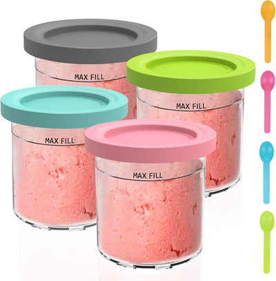 Hejo 4 Stück Behälter für Ninja Creami Deluxe Pints, 450 ml Eisbehälter für NC300EU NC301EU NC299AMZ