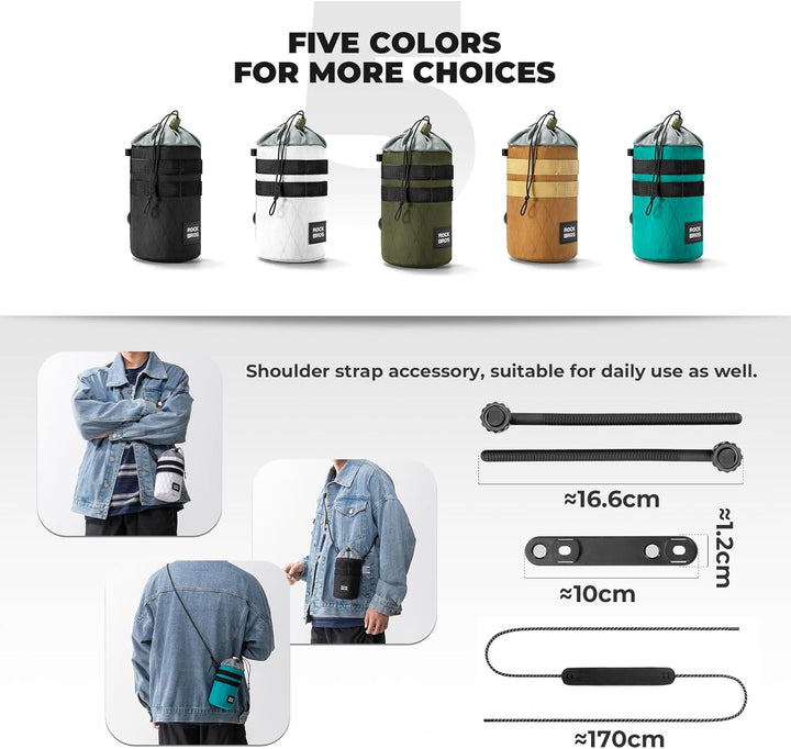 ROCKBROS Bikepacking Feedbag 1,2L mit Magnetbefestigung | Fahrrad-Lenkertasche für Trinkflaschen mit