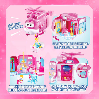 Super Wings EU770840 - Dizzy Rescue Helicopter Playset, ca. 18 cm grosse verwandelbare Spiel-Figur m