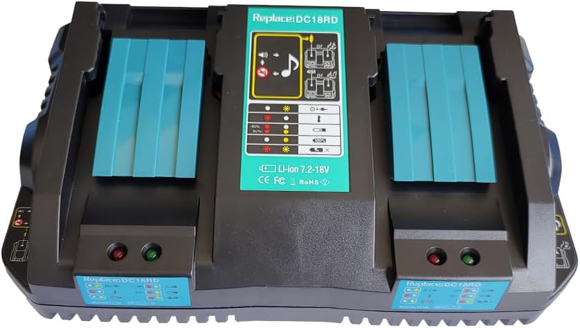18V DC18RD Dual Ports Ladegerät Ersatz für Makita 14.4V-18V Lithium-Ionen Akku BL1415 BL1430 BL1830