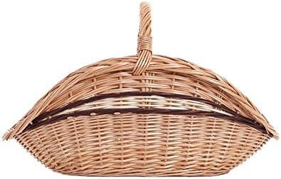 Vollweidener Kaminkorb, Kaminkorb aus Weide, naturfarbiger Weidenkorb für Kaminholz 65, 65