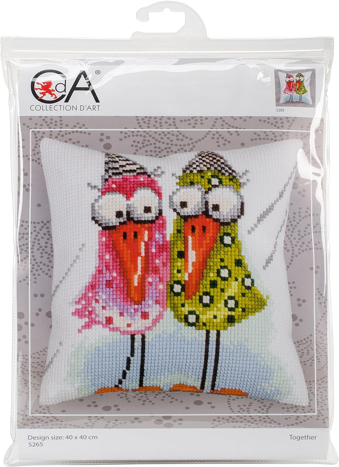 Collection d'Art CdA Kreuzstichkissen Zusammen 5265, 40x40cm, Stickbild vorgezeichnet, Zusammen