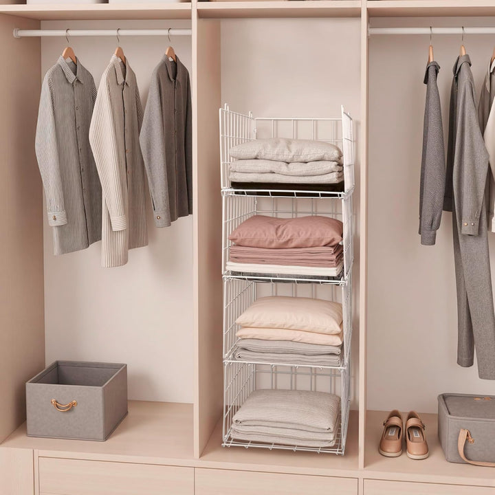 Kleiderschrank Aufbewahrung Organizer, Kleiderschubladen Organizer, Stapelbarer Metalldrahtkorb für