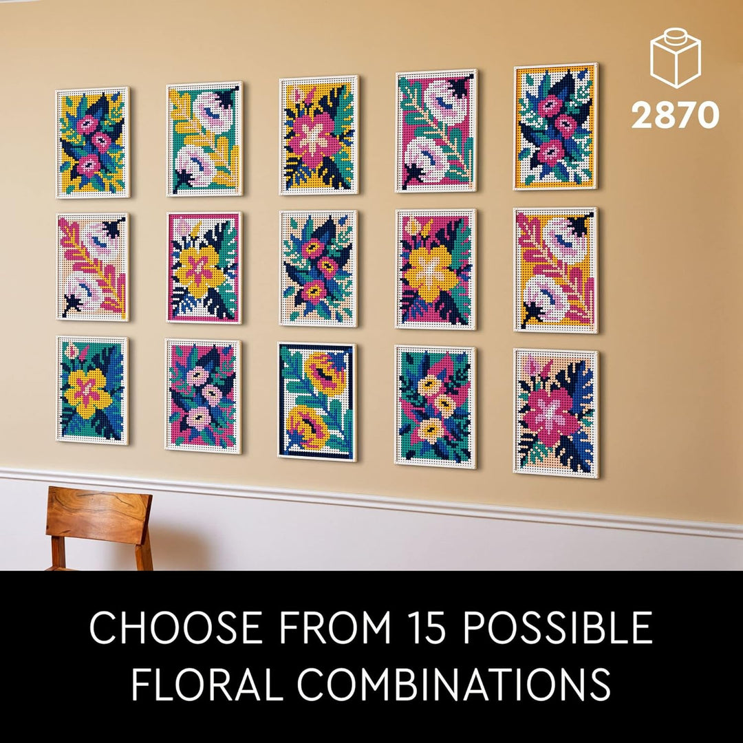 LEGO Art Floral Art 31207 Bauset, kreatives botanisches Wanddekor-Projekt, entspannendes DIY-Kit für