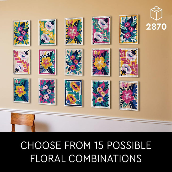 LEGO Art Floral Art 31207 Bauset, kreatives botanisches Wanddekor-Projekt, entspannendes DIY-Kit für