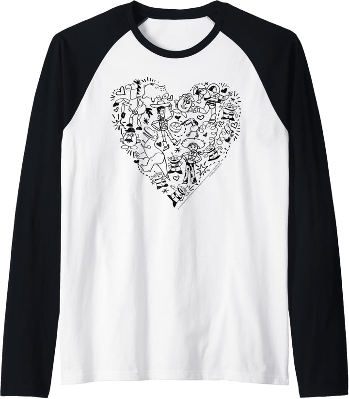 Disney Pixar Toy Story Characters Heart Fill Raglan