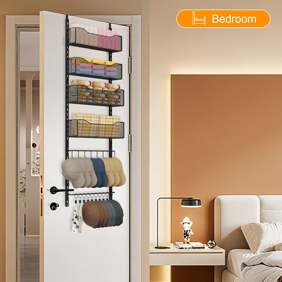 Über-der-Tür-Organizer, 2-in-1-Kleiderschrank-Organizer und Hutablage aus Metall mit 4 Verstellbaren