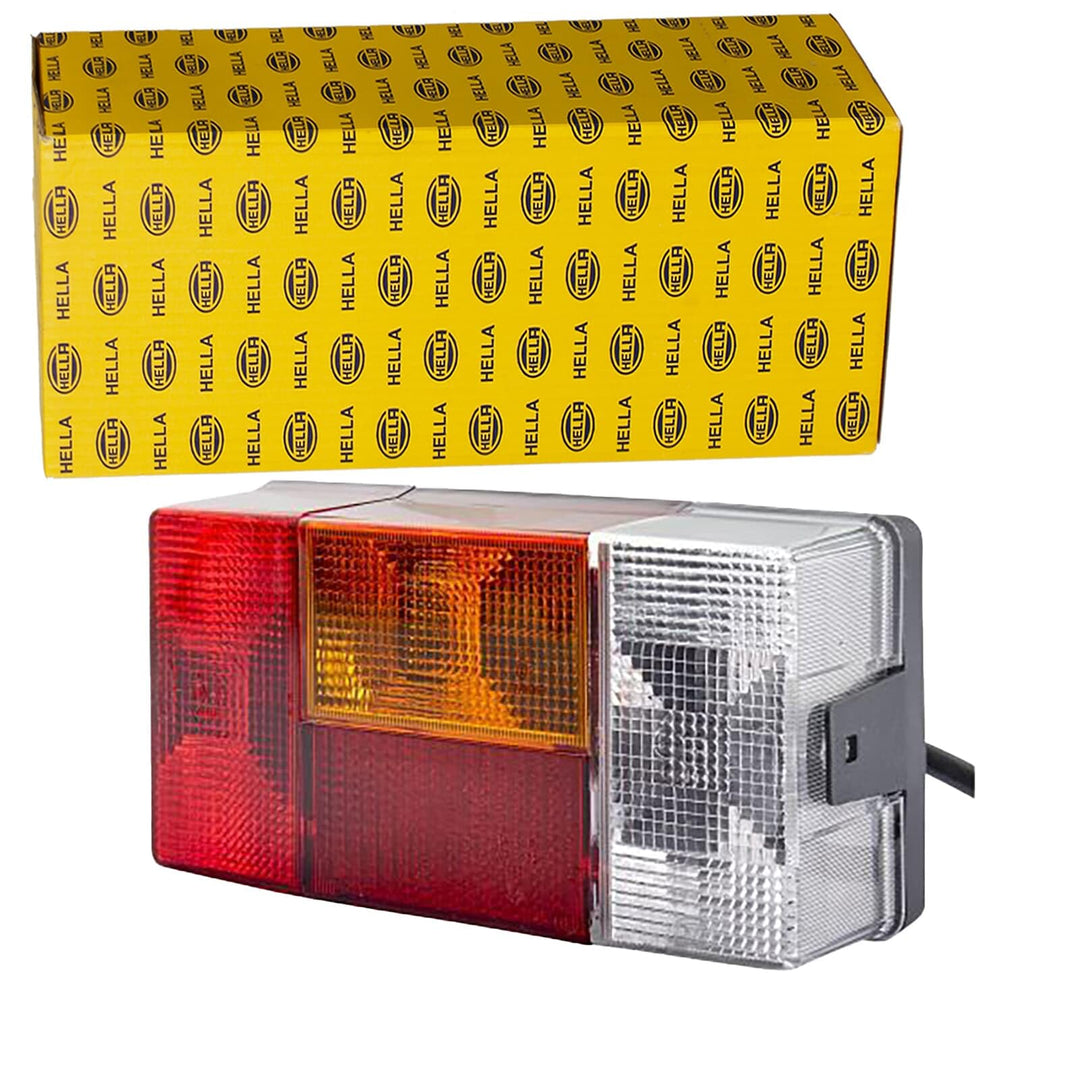 HELLA - Heckleuchte - Glühlampe - 24V - Anbau - Lichtscheibenfarbe: rot/gelb - Kabel: 1000mm - Steck