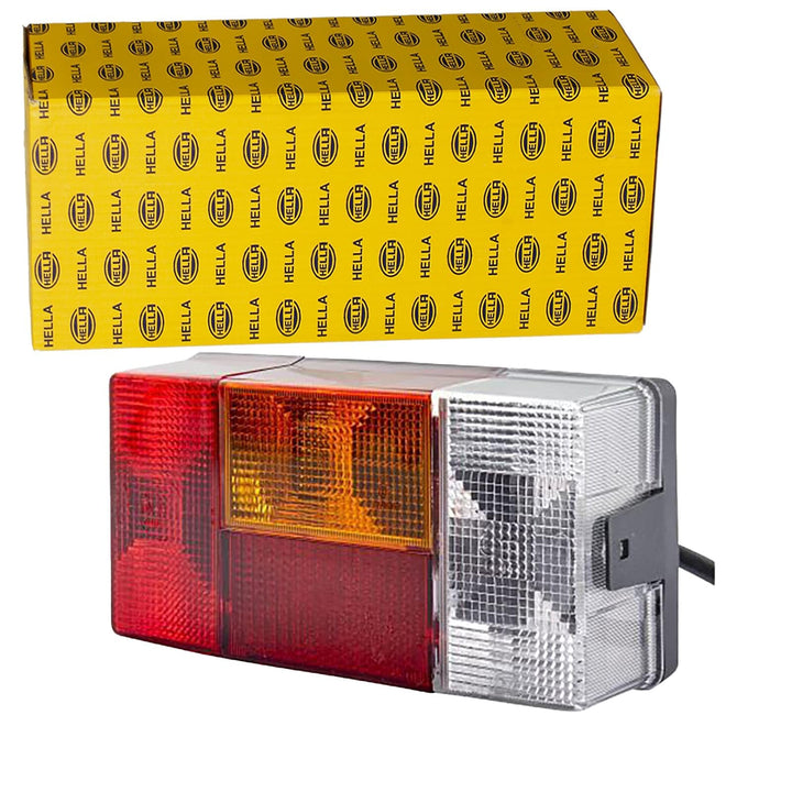 HELLA - Heckleuchte - Glühlampe - 24V - Anbau - Lichtscheibenfarbe: rot/gelb - Kabel: 1000mm - Steck