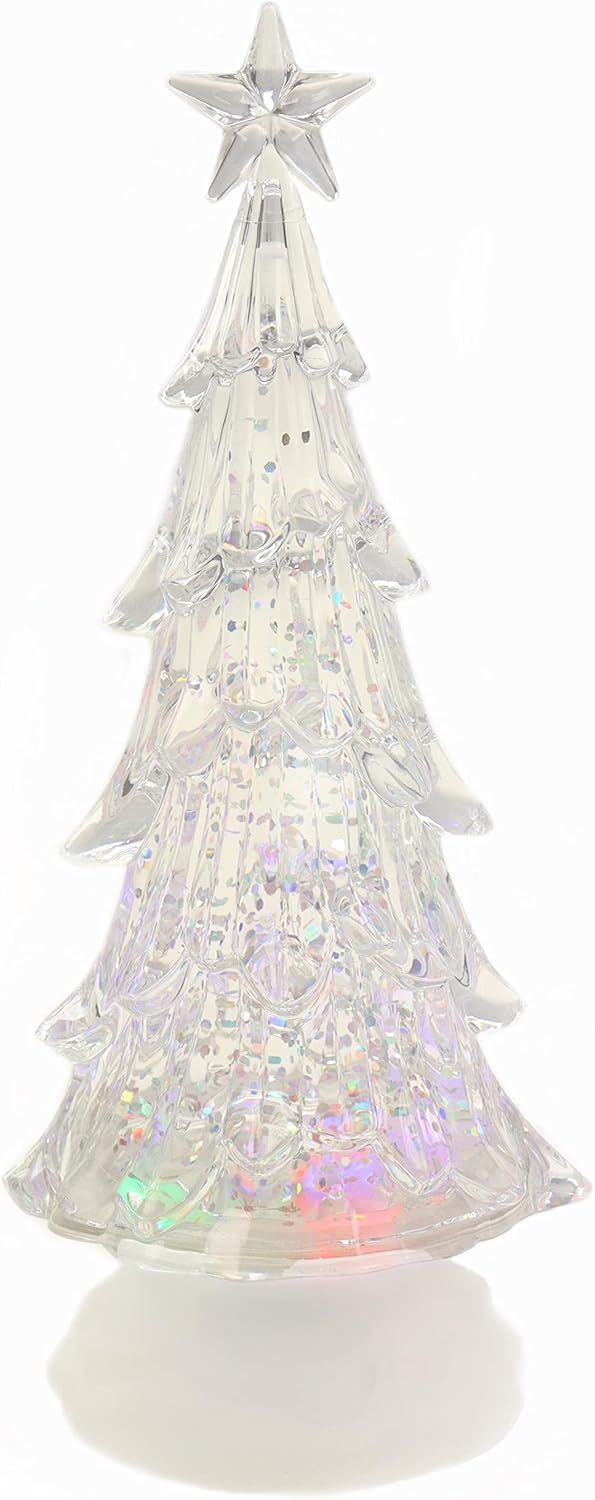 Schneekugel mit bunter Regenbogen LED Beleuchtung & Glitzerantrieb 11 * 11 * 27 cm als Weihnachtsdek