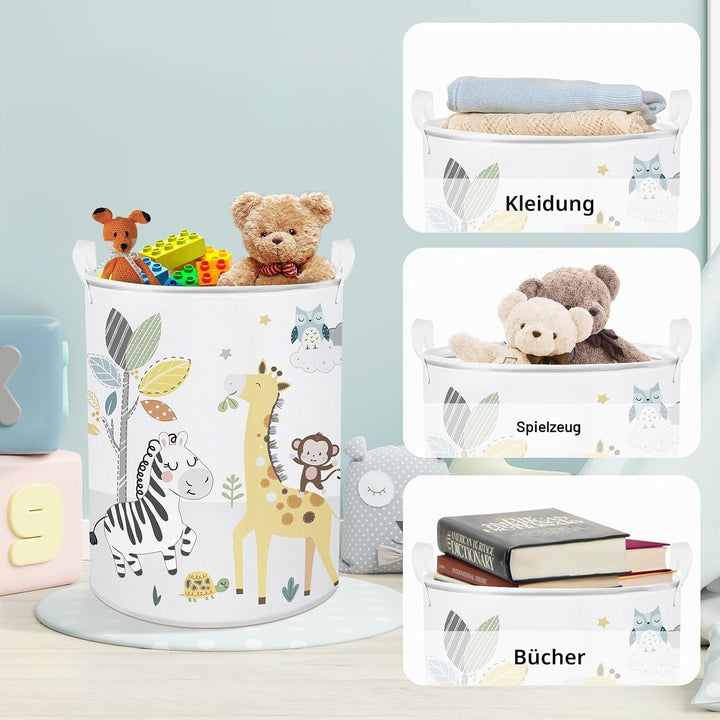 Clastyle 45L Waldtier Elefant Fuchs Löwe Wolken Baby Wäschekorb Giraffe Affe Spielzeug Kleidung Weis
