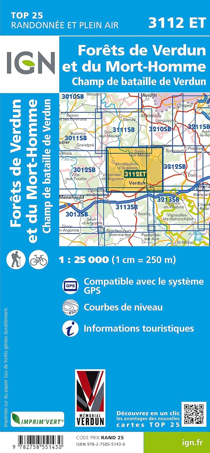 Forets de Verdun et du Morte-Homme 1:25 000 (TOP 25), Karte