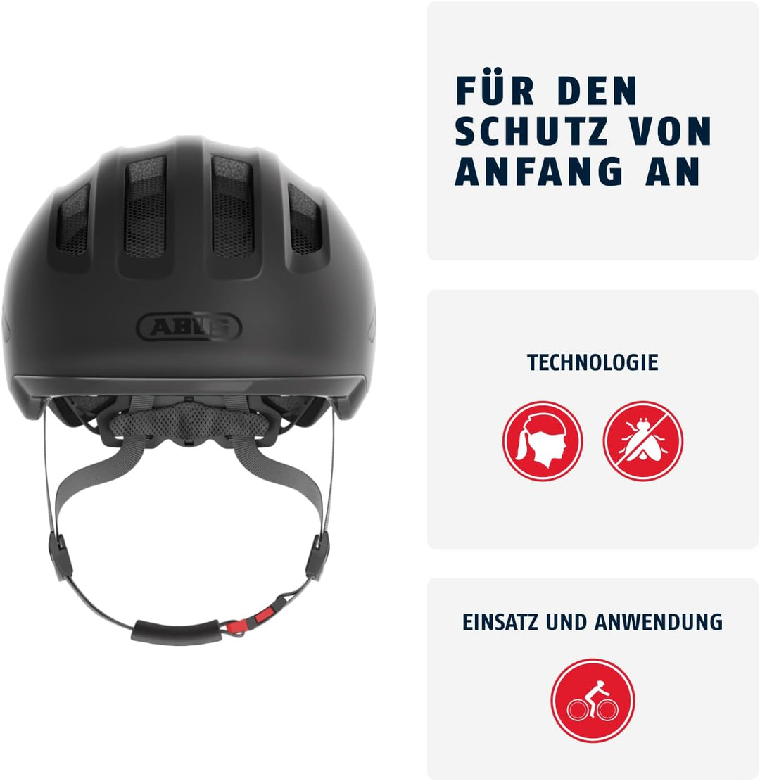 ABUS Kinderhelm Smiley 3.0 ACE LED - Fahrradhelm mit Licht - tiefe Passform & Platz für einen Zopf -
