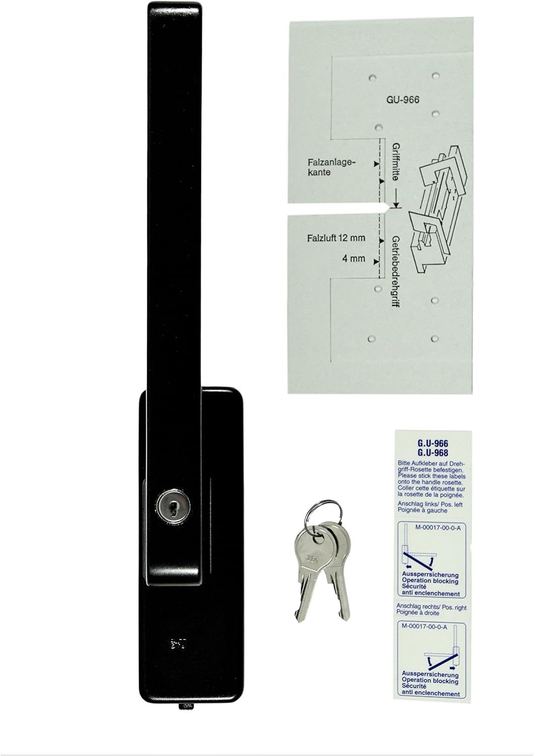 GU Schiebetür PSK Drehgriff abschliessbar DIRIGENT 966/976, 34225 oder auch 30152, DIN rechts braun