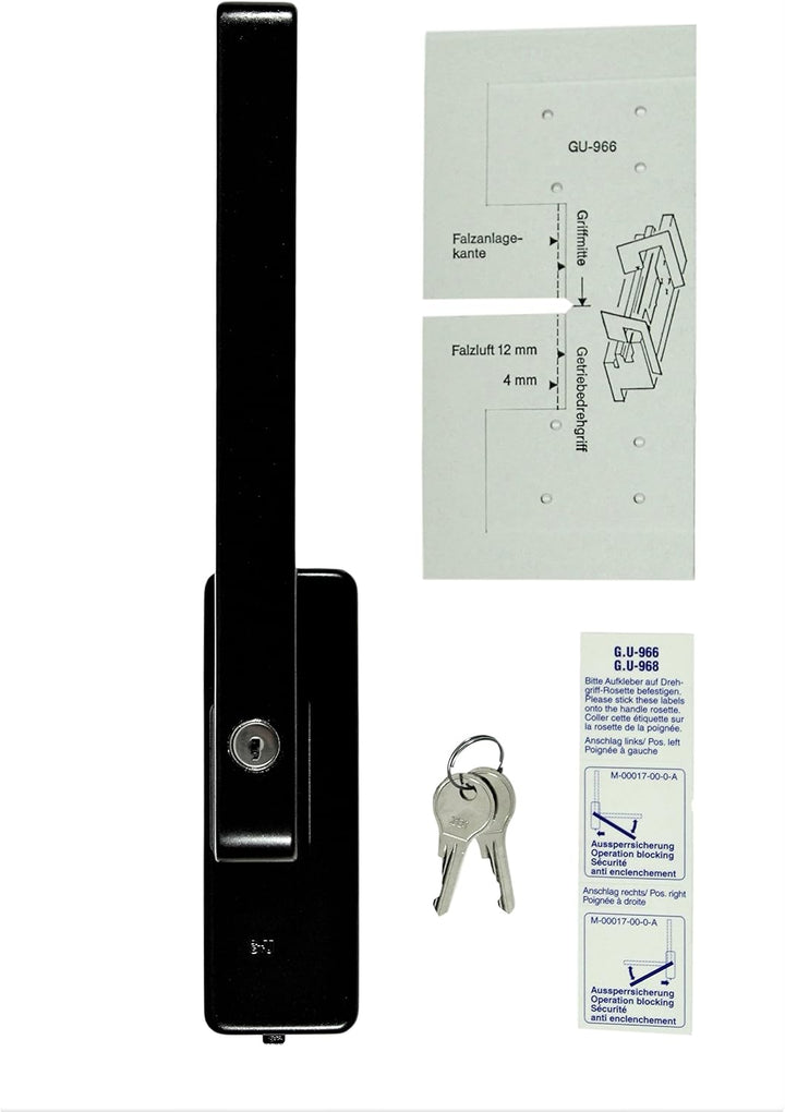 GU Schiebetür PSK Drehgriff abschliessbar DIRIGENT 966/976, 34225 oder auch 30152, DIN rechts braun