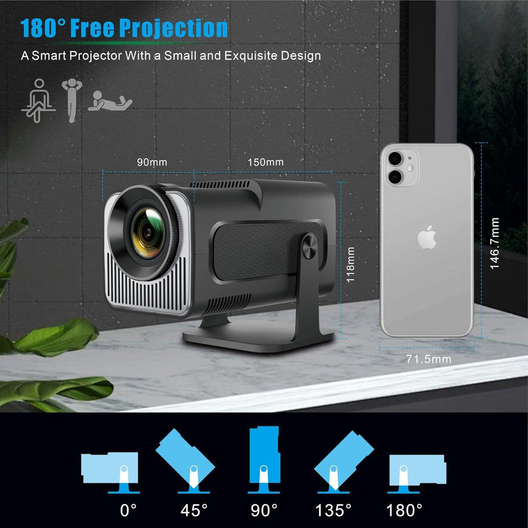 Mini Beamer, HY320 Mini Beamer 4k 200 ANSI Smart Projector mit Android 11, Tragbarer Beamer Outdoor,