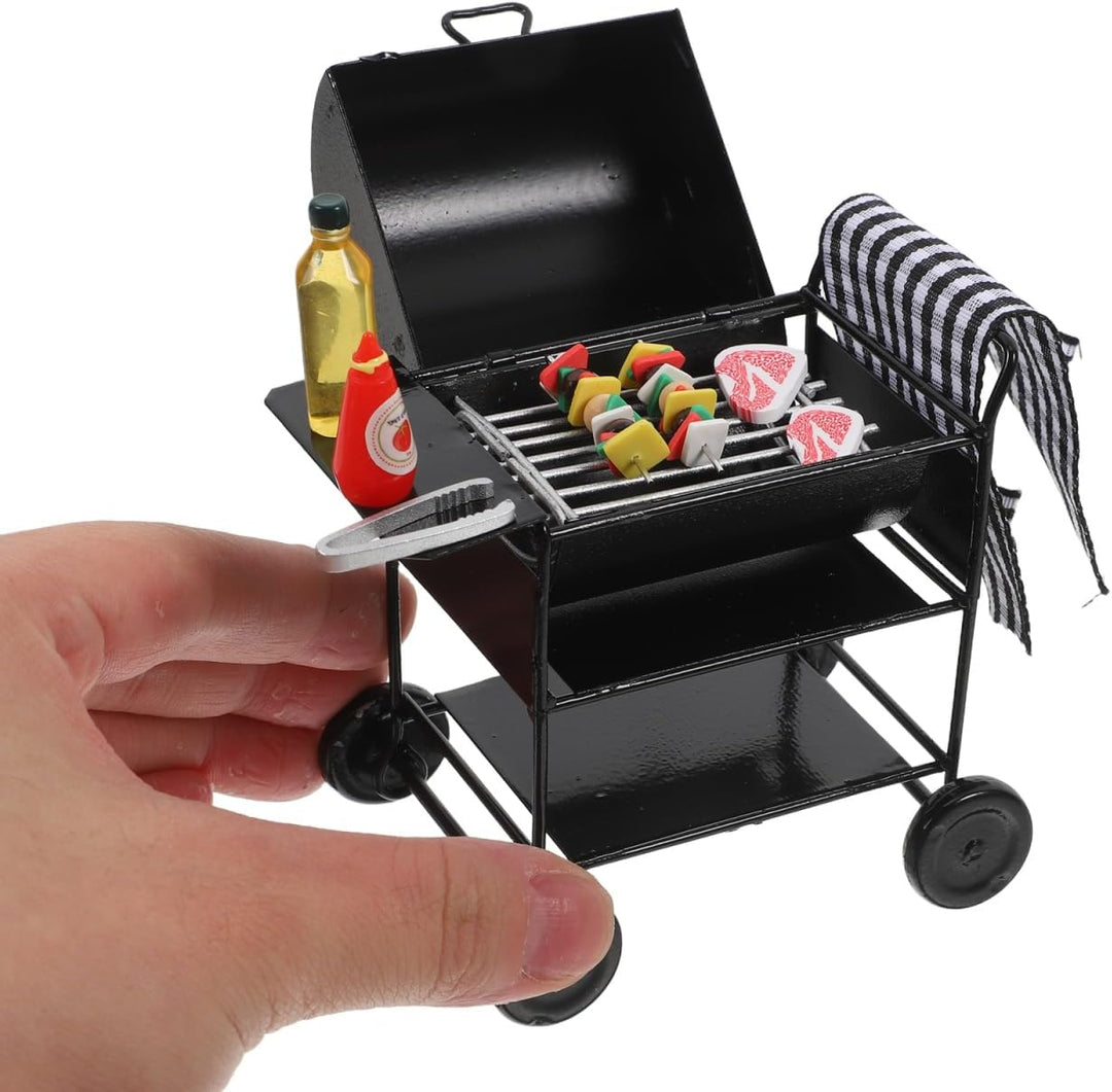 1 Satz Miniatur Puppenhaus-grillständer: 1:12 Puppe Kinder Mini Grill Modell Kleines Miniatur-BBQ Kl