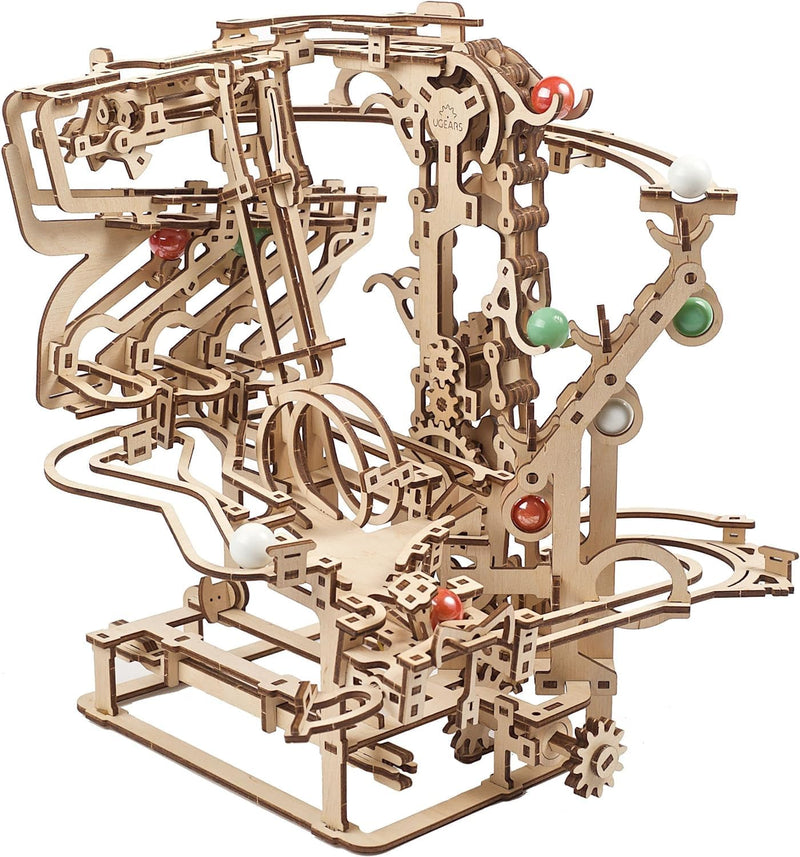 UGEARS Holz Marble Run Chain Hoist - Mechanische 3D Holzpuzzle für Erwachsene, DIY Modellbausatz für