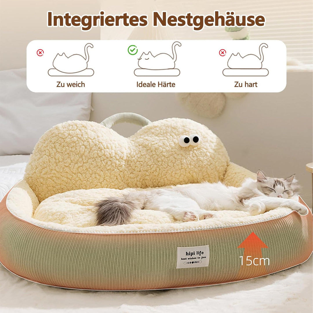 Galatée Katzenbett, Rundes Donut-Katzenbett Für Hauskatzen, Waschbares Luxus-Hundebett, Flauschiges
