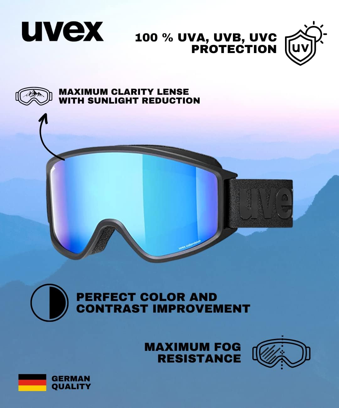 uvex Unisex G.gl 3000 Cv Skibrille (1er Pack) Einheitsgrösse black mat/blue-green, Einheitsgrösse bl
