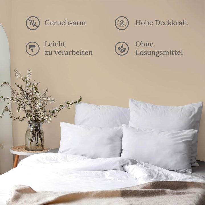 Preismaxx Profiweiss Wandfarbe Beige 2,5L, hohe Deckkraft, Dispersionsfarbe innen, Innenfarbe Sandbe