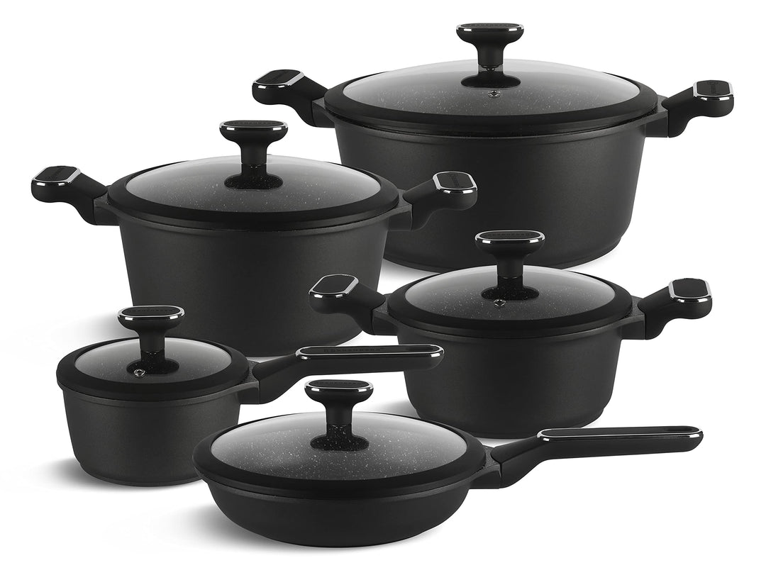 Edenberg 12 TLG topfset induktion, töpfe & pfannen beschichtet, kochtopf Set | induktions töpfe Set,