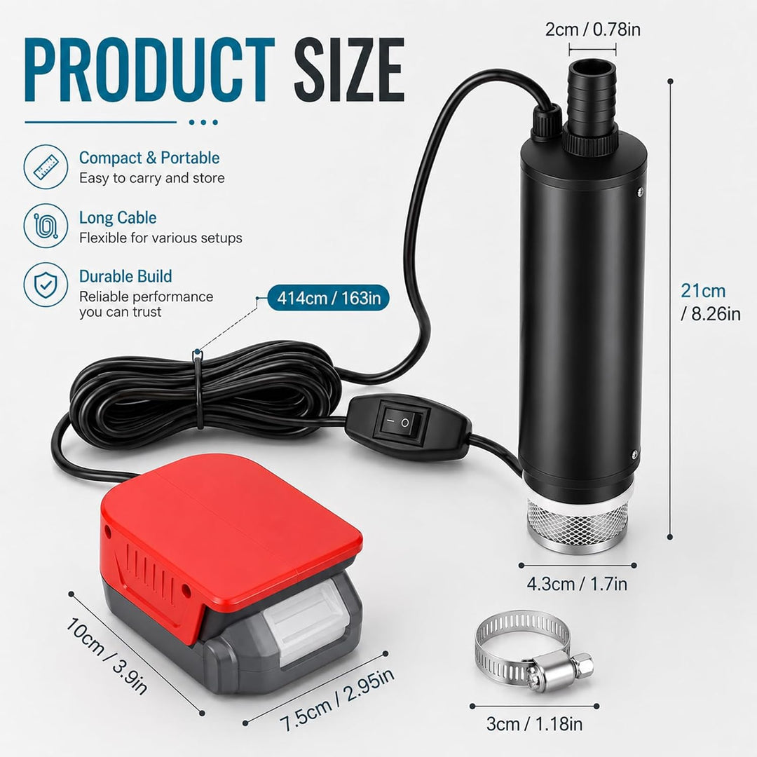 Akku Wasserpumpe für Einhell 18V Akku 30L/min Tragbare | Wasserpumpe & Sumpfpumpe Wasserpumpe Akku S